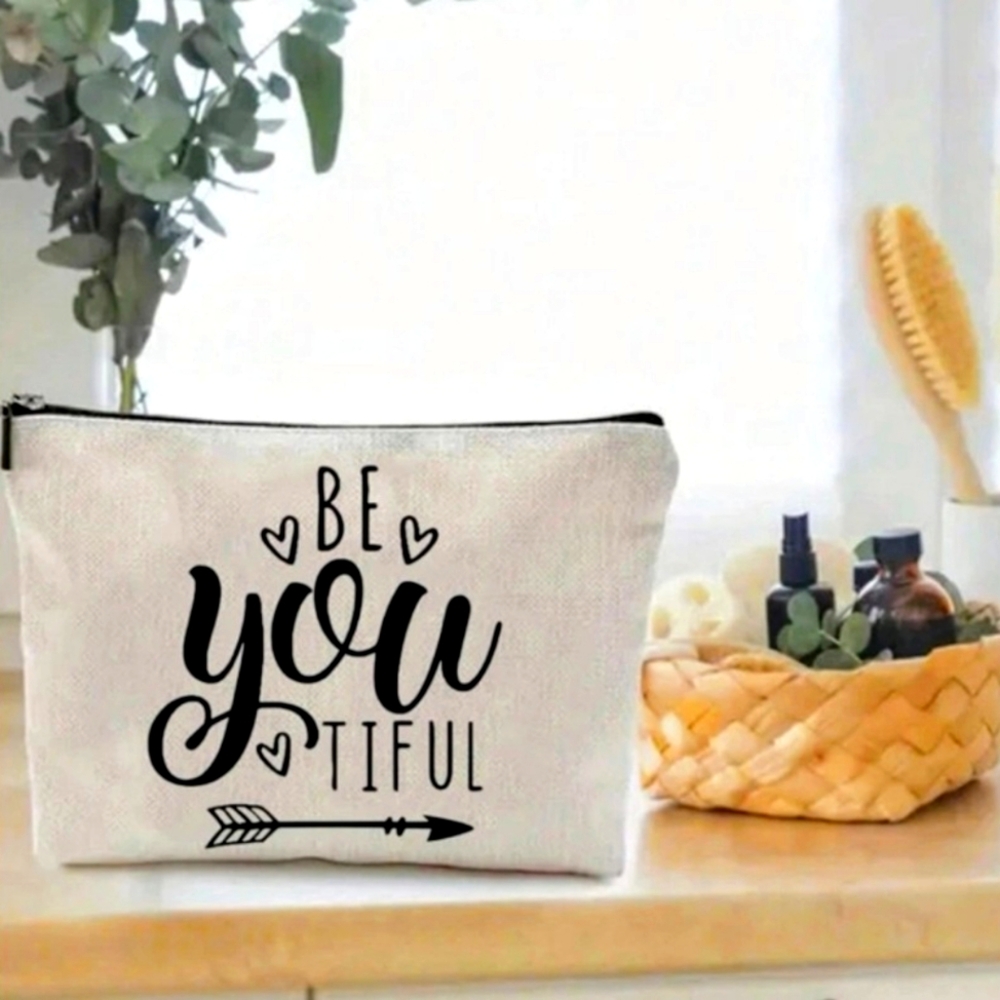 Stylish Cream Pouch with Inspirational Print - Picture 2 of 4
